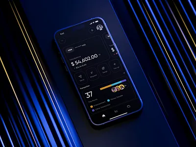 Finance Banking App - Mobile App Design 3d mockup ai app app design cinema 4d dark mode design digital banking finance fintech interaction invest ios mobile online banking ui ux wallet