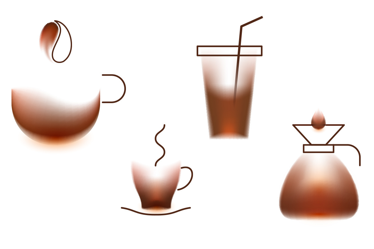 Coffee bean blur coffee cup drink drip espresso gradient icon illustration minimalistic vector