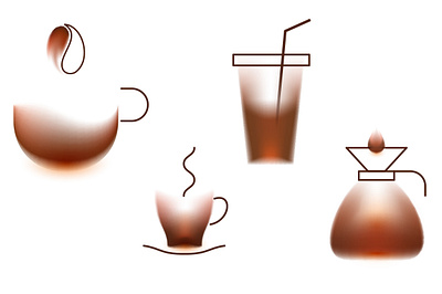 Coffee bean blur coffee cup drink drip espresso gradient icon illustration minimalistic vector