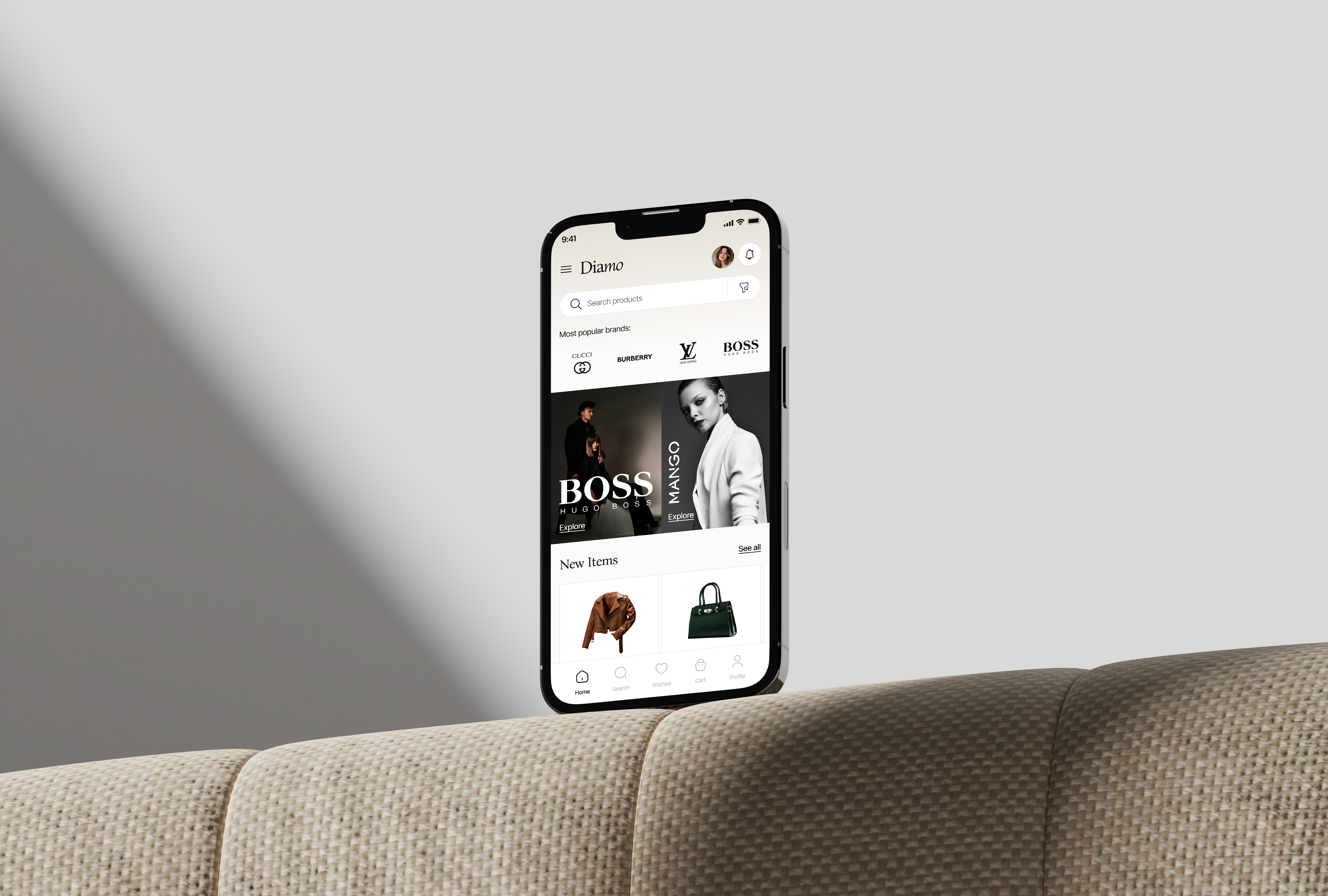 Fashion app beige clothes design fashion modern motion graphics neutral style ui