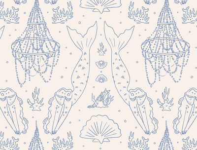 Mermaid pattern coquette creative market design elements illustration mermaid pattern sea seamless summer vector
