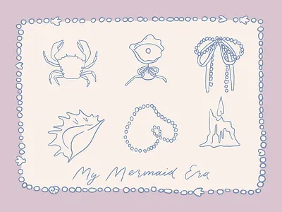Mermaid Era coquette creative market design elements illustration mermaid pattern sea summer vector