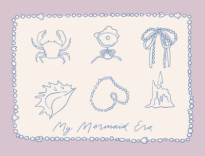 Mermaid Era coquette creative market design elements illustration mermaid pattern sea summer vector
