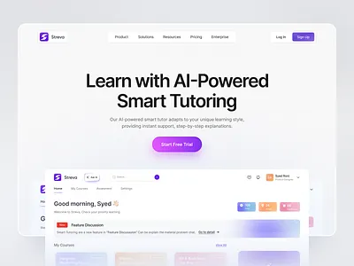 Smart AI Tutoring Website ai assistance e learning education saas saas landing page smart tutoring web web design website website redesign