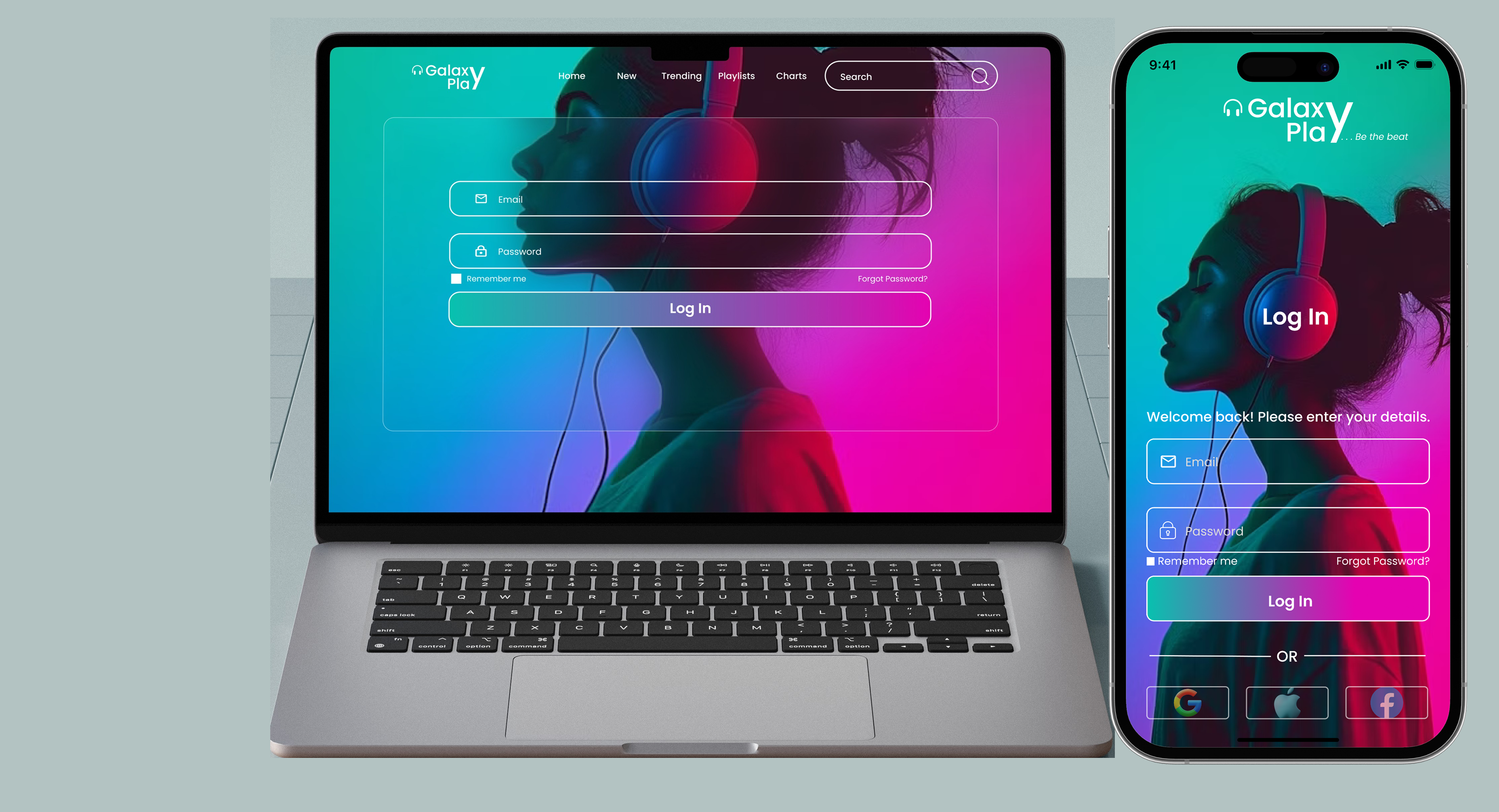 Galaxy Play Login Interface Design mobile app product design responsive design uxui web design
