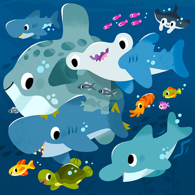 🦈🐠🐟 animals art cute fish illustration illustrator kids ocean sea sea life shark