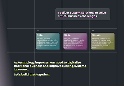 Value Proposition Section - Consulting Portfolio Website cards portfolio skills statement value proposition value proposition section