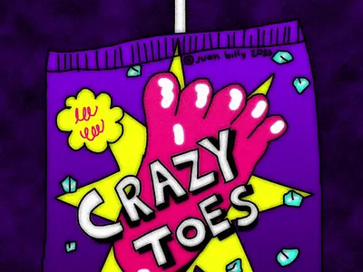 Crazy Toes animation gif illustration loop