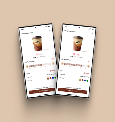 Smart Cup App Homework branding coffee design figma freelance graphic design heating mobile app mug product design set temperature smart cup smart cup app temperature ui ux