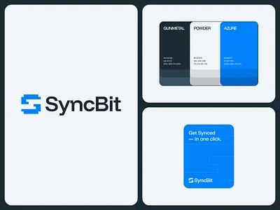 SyncBit – Logo Design 8 bit ai bento bit blue branding card crypto design flat graphic design logo minimal minimalism minimalist saas tech