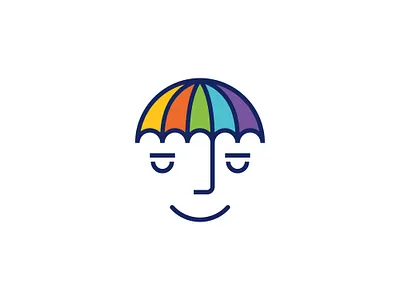 Umbrella Man Logo ai inelegance capital colorful face head human insurance logo minimal minimilist monoline pin premade logos smile store sunny tourism weather