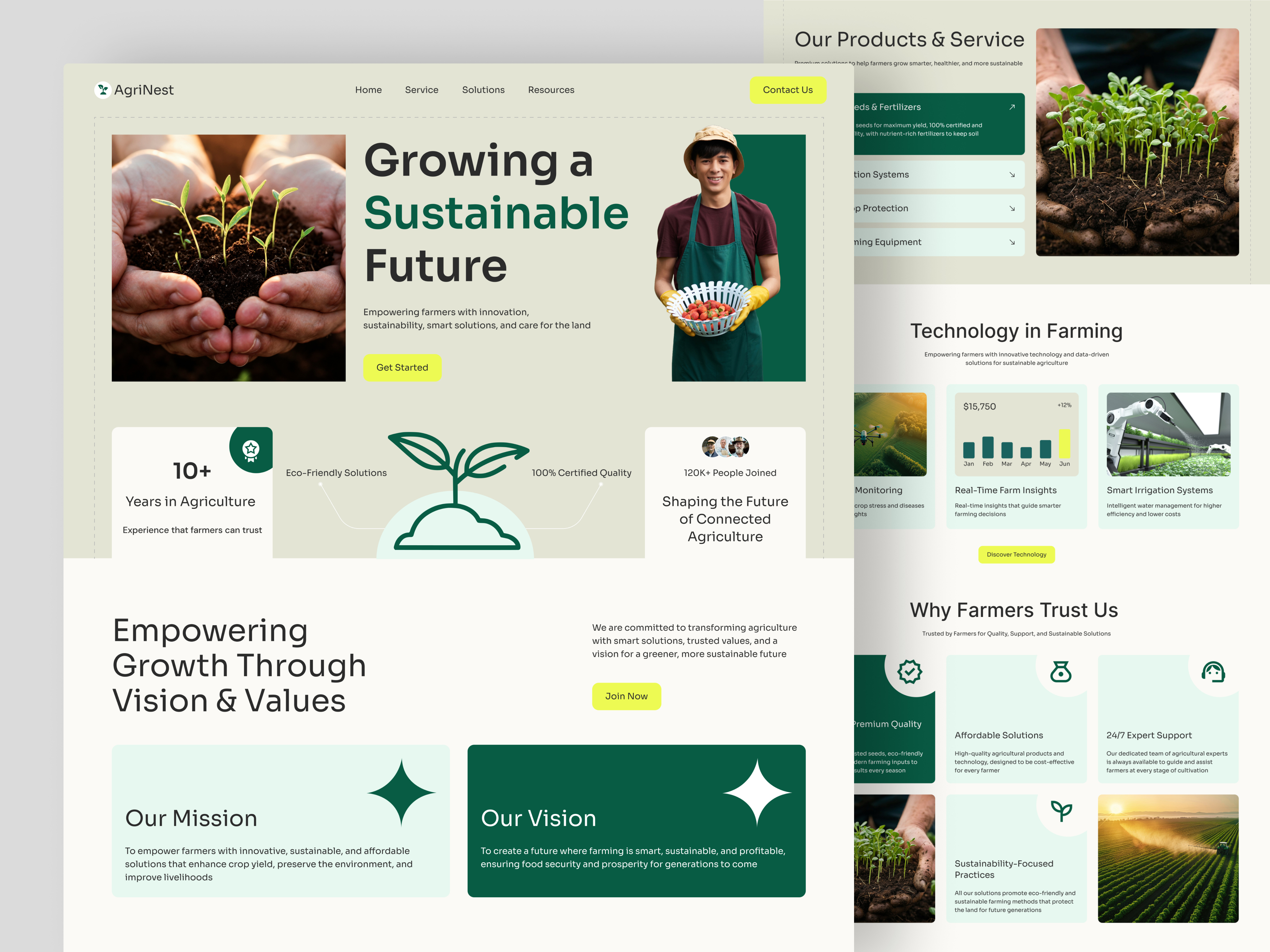 Agriculture Landing Page agriculture agriculture website agro eco friendly farm green harvests landing page sustainability theme ui ux website