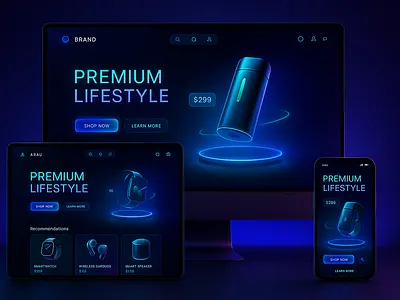 Futuristic E-Commerce UI Concept – Premium Lifestyle branding e commerce futuristic modern neon ui ux web design