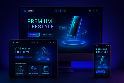 Futuristic E-Commerce UI Concept – Premium Lifestyle branding e commerce futuristic modern neon ui ux web design