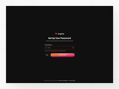 Dark Mode — Set Up Password for New Account ai button darkmode design focused state input minimal new newaccount password passwordsetup reset saasdesign theme ui ux webapp