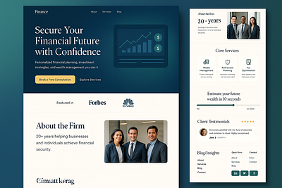 Modern Finance Firm Website UI -Professional & Trustworthy Desi clean ui corporate design finance fintech graphic design investment landing page modern practical responsive design ui ui kit ux web design website design