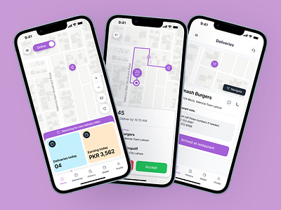 Delivery Rider App app mockups clean ui delivery app food delivery app mobile app mobile ui mockups modern app ui modern ui product design rider app rider food app ui design ui ux design uix ux design