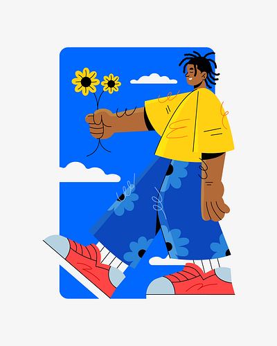 Flower Boy art boy dribbble flat flat design flower illustration illustrator new vector