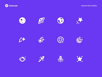 Space & Galaxy - Uxercon Icon Library animation astronomy design figma galaxy icon icon design iconography logo milky planet sky space spaceandgalaxy star ui uiux universe ux uxercon