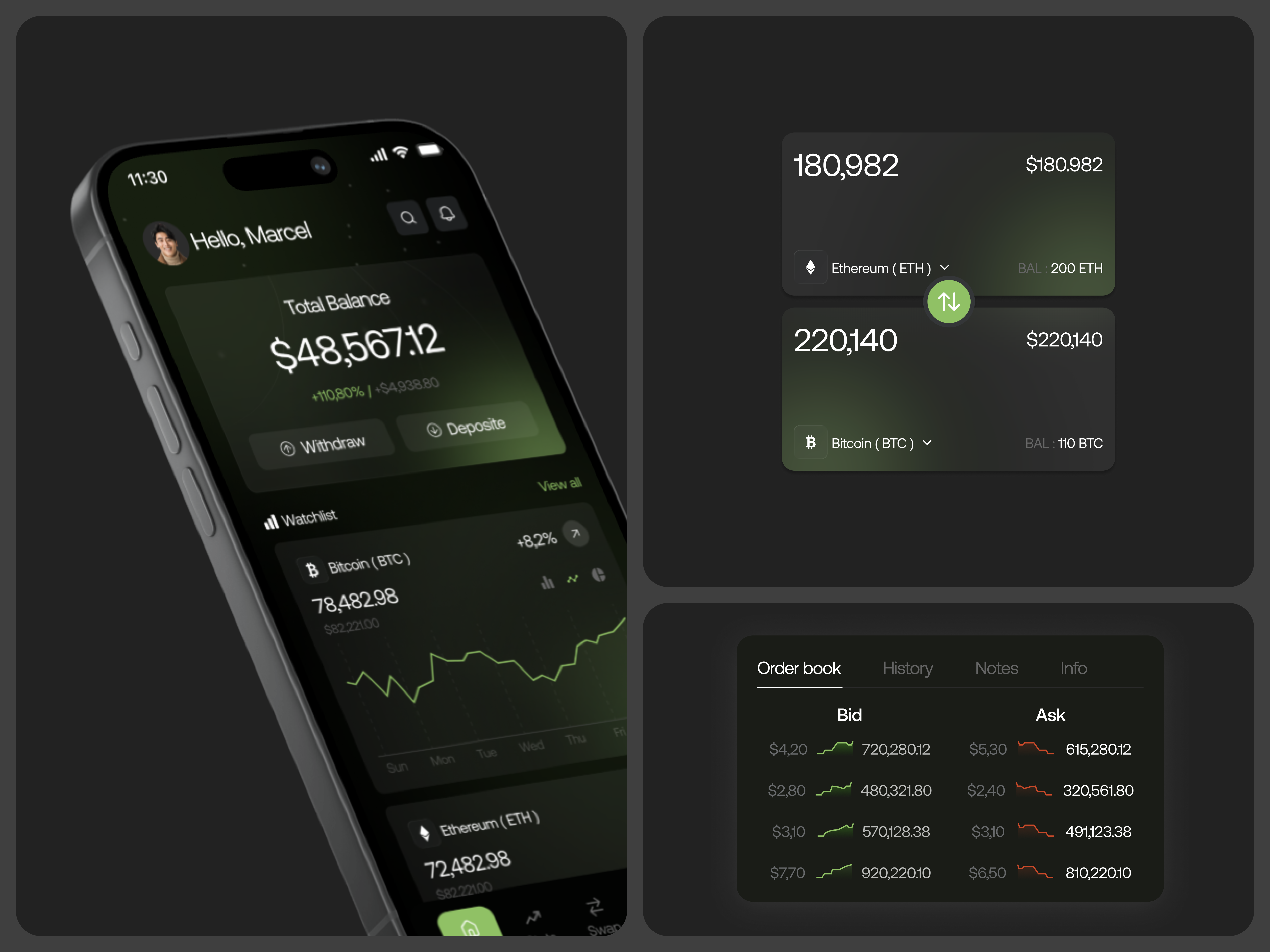 Coinnect - Crypto Mobile Apps banking mobile app blockchain blockchain app clean crypto crypto swap crypto swap design cryptocurrency app cryptocurrency design app dark mode exchange fintech mobile app mobile finance payment system swap ui uiux wallet app design