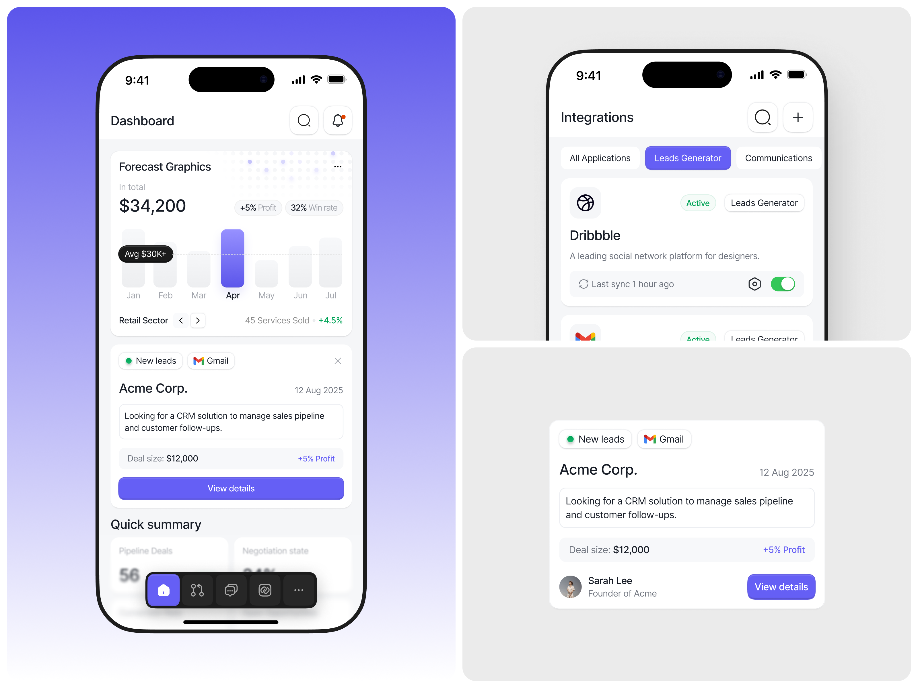 Shales - CRM Mobile App ads analytics b2b business crm data forecast graphic design leads mobile mobile app mobile design optimization pipelines sales summary ui ux