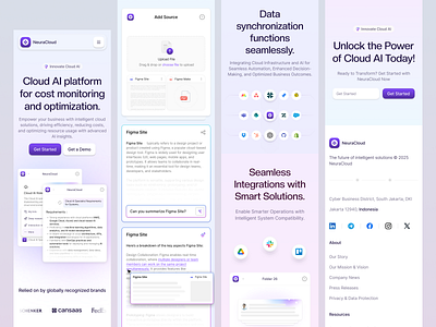 NeuraCloud - Cloud AI Responsive Landing Page ai artifical intelegence cansaas clean cloud cloud ai clous operations design interface minimal mobile mobile design responsive responsive landing saas ui ux