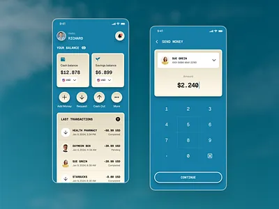 Galacta - Finance App app banking blue design finance mobile mobile app money retro retro ui send money transaction transfer ui ui app uidesign uiux