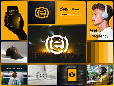 Echobeat - Music Logo Branding brand design brand identity branding design graphic design logo logo branding logo design music logo print design sound symbol tech visual identity wave logo