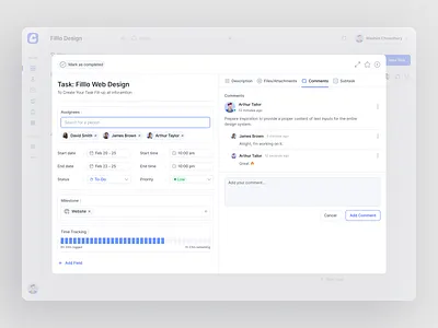 Clorio - Create New Task agencies assign calendar client daily task portal saas saas modal task task create task list task tracking to do list ui uiux webapp work