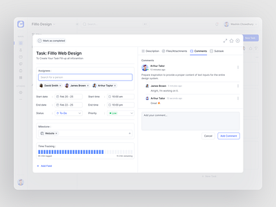 Clorio - Create New Task agencies assign calendar client daily task portal saas saas modal task task create task list task tracking to do list ui uiux webapp work