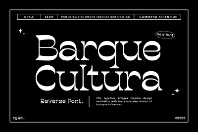 Barque Cultura – Artistic Modern Serif Display art branding design display elegant exhibition fashion font graphic design logo luxury magazine modern reverse serif typography