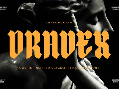 Dravex – Sign Modern Blackletter Display Font blackletter branding display font gothic inspired iu logo magazine modern packaging serif font typography vector vintage