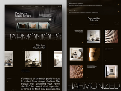 Formaia - AI Interior Design Generator Landing Page Website ai artificial intelligence design design interior furniture home home page interior landing page machine learning modern ui ux web web design website website design