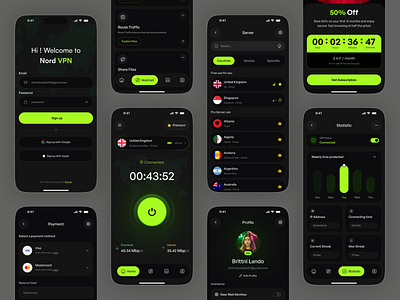 VPN Mobile App – UI/UX Design app clean dark design ios mobile modern privacy product security ui ux vpn vpn app vpn mobile app vpn ui design