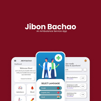 Jibon Bachao : An Ambulance Service App branding design ui uiux ux