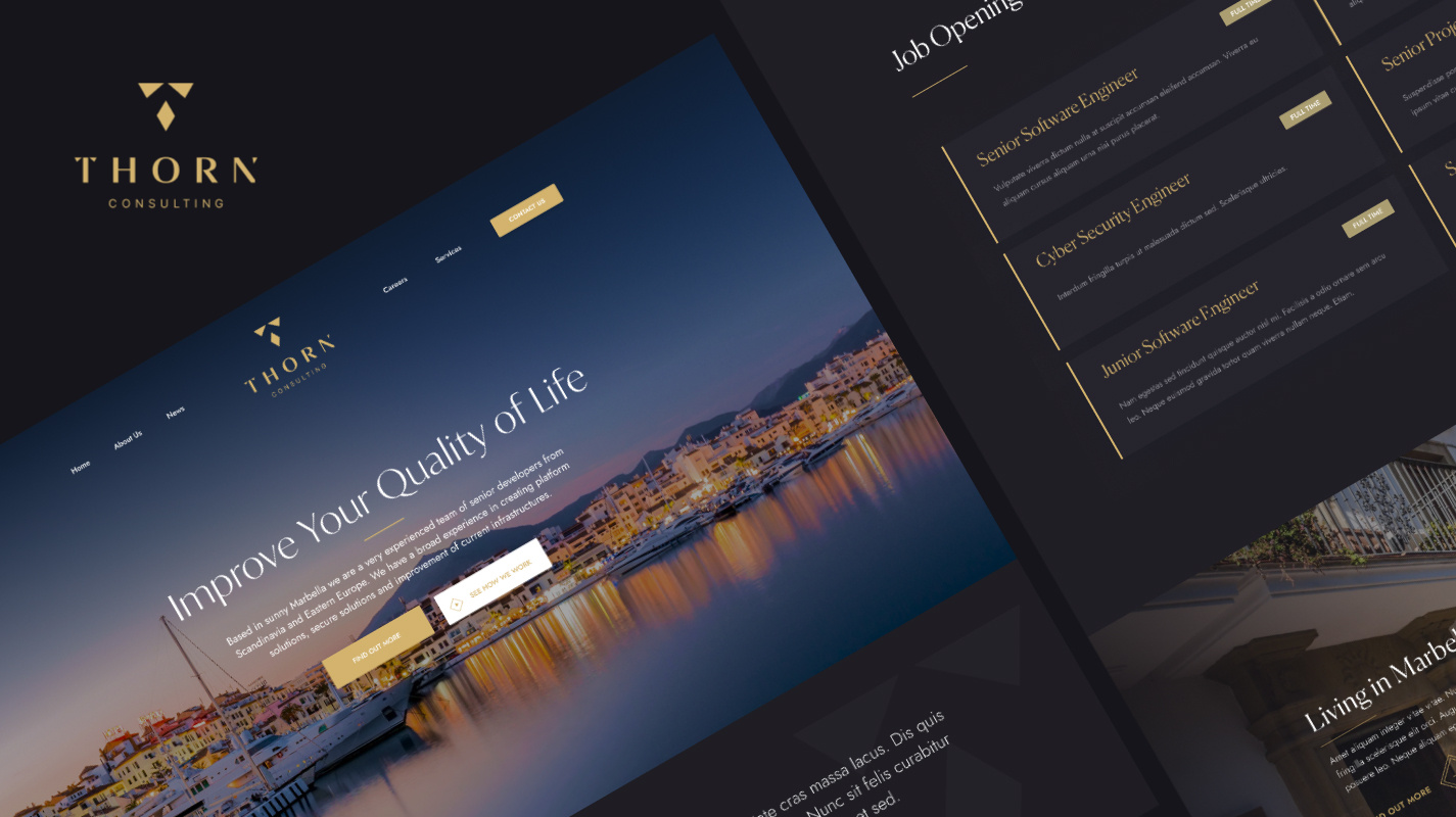 Redesign of Thorn Consulting agency dark dark design elegant luxury web design