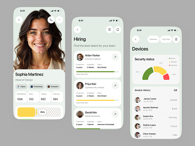 HR & Hiring Platform — Modern Mobile App UI Design app design employee management hiring platform hr hr app hr hiring hr management hr platform hr software hr tech human resources management tool mobile app mobile app design mobile interface soft ui