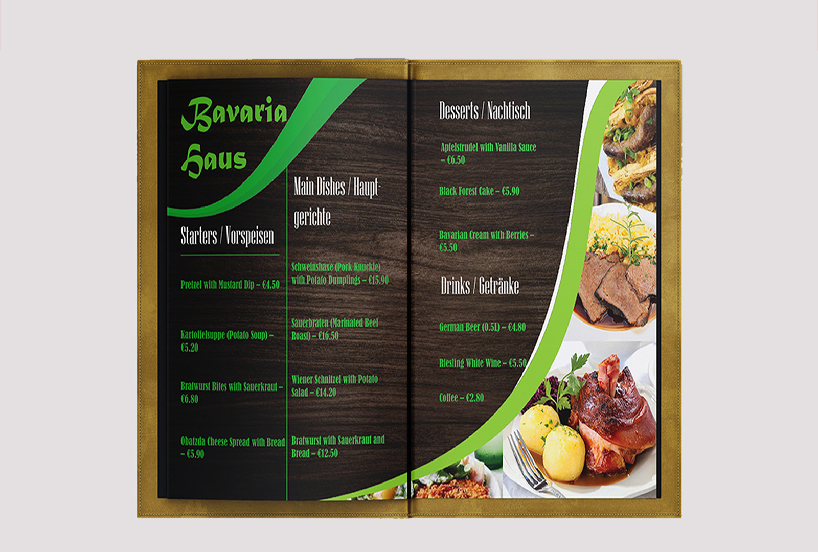 Example of Modern & Professional Menu Design