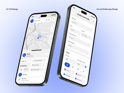 Circuit – Smart Navigation & Route Planner Mobile App UI/UX app design app interface app ui gps app ios app location app map app map interface map mobile app minimal mobile app mobile ui navigation app route planner travel app ui design