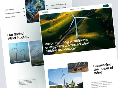 Turbizen – Sustainable Wind Energy Landing Page Design⚡ branding designinspiration eco electricity greenenergy greentech homepage interface landing page manufacturing power renewable services startups turbineproduct typography ui websitedesign wind windpowercompany