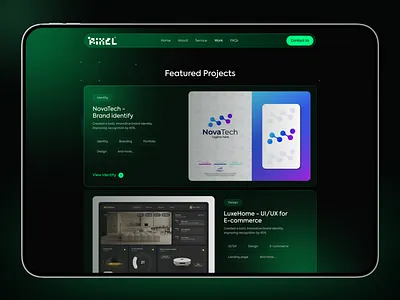 Pixel Plus – Agency website Work Page agency website black design blue design business website clean design creative digital website landing page marketing website minimal modern web personal website ui webdesign website website design work page