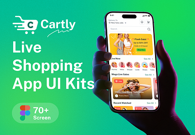 Cartly – Live Shopping Mobile App Figma UI Kits behance casestudy ecommerce app fashion figma group buy app live shopping megastore app multivendor app online store retail app shop social commerce app store ui template uikits