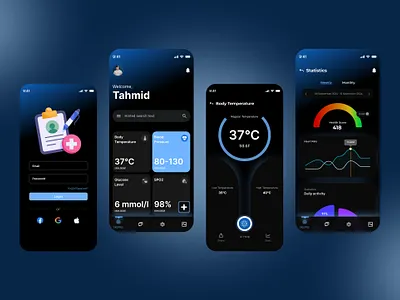 AI Integrated Health Monitoring Solutions android branding graphic design health health monitor ios medical mobile prototype statistics ui