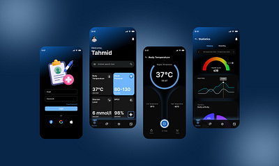 AI Integrated Health Monitoring Solutions android branding graphic design health health monitor ios medical mobile prototype statistics ui