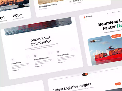 SwiftHub – Seamless Logistics Website UI Design | Animation design interface product service startup ui ux web