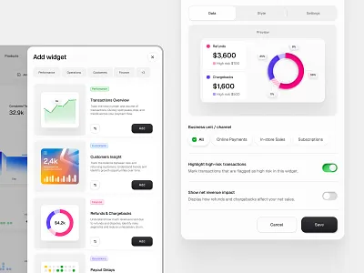 Widgets for Business Performance & Financial Insights analytics finance fintech outcrowd platform saas statistic ui ui components ux ux design web platform widget