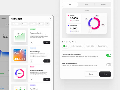 Widgets for Business Performance & Financial Insights analytics finance fintech outcrowd platform saas statistic ui ui components ux ux design web platform widget