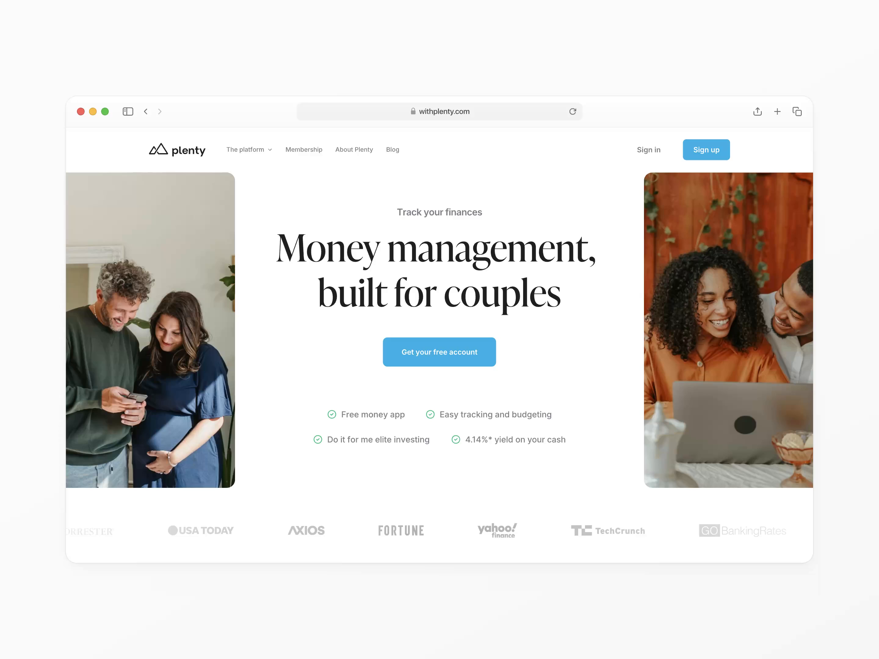 Example of Fintech website