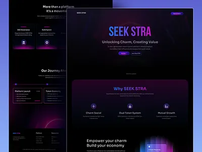 Web3 SocialFi Platform blockchain cryptocommunity cryptodesign cryptoplatform dao darkui defi digitaleconomy fintech futuristicui landingpage neondesign productdesign socialfi tokeneconomy uiuxdesign web design web3 webappdesign