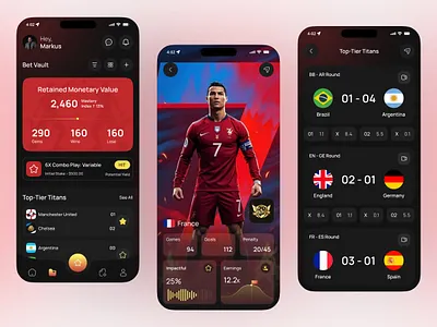 Play & Win Sports Wagering App app app design app interface bet app betting mobile app football app gambling app match updates mobile mobile app mobile app design mobile design mobile ui modern ui online casino sport app sport product sports app sports betting ui ux design